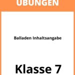 Balladen Inhaltsangabe 7 Klasse Übungen PDF