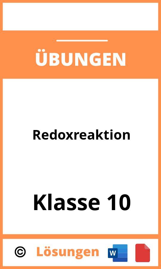 Redoxreaktion Übungen Klasse 10
