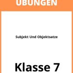 Subjekt Und Objektsätze Übungen Klasse 7 PDF